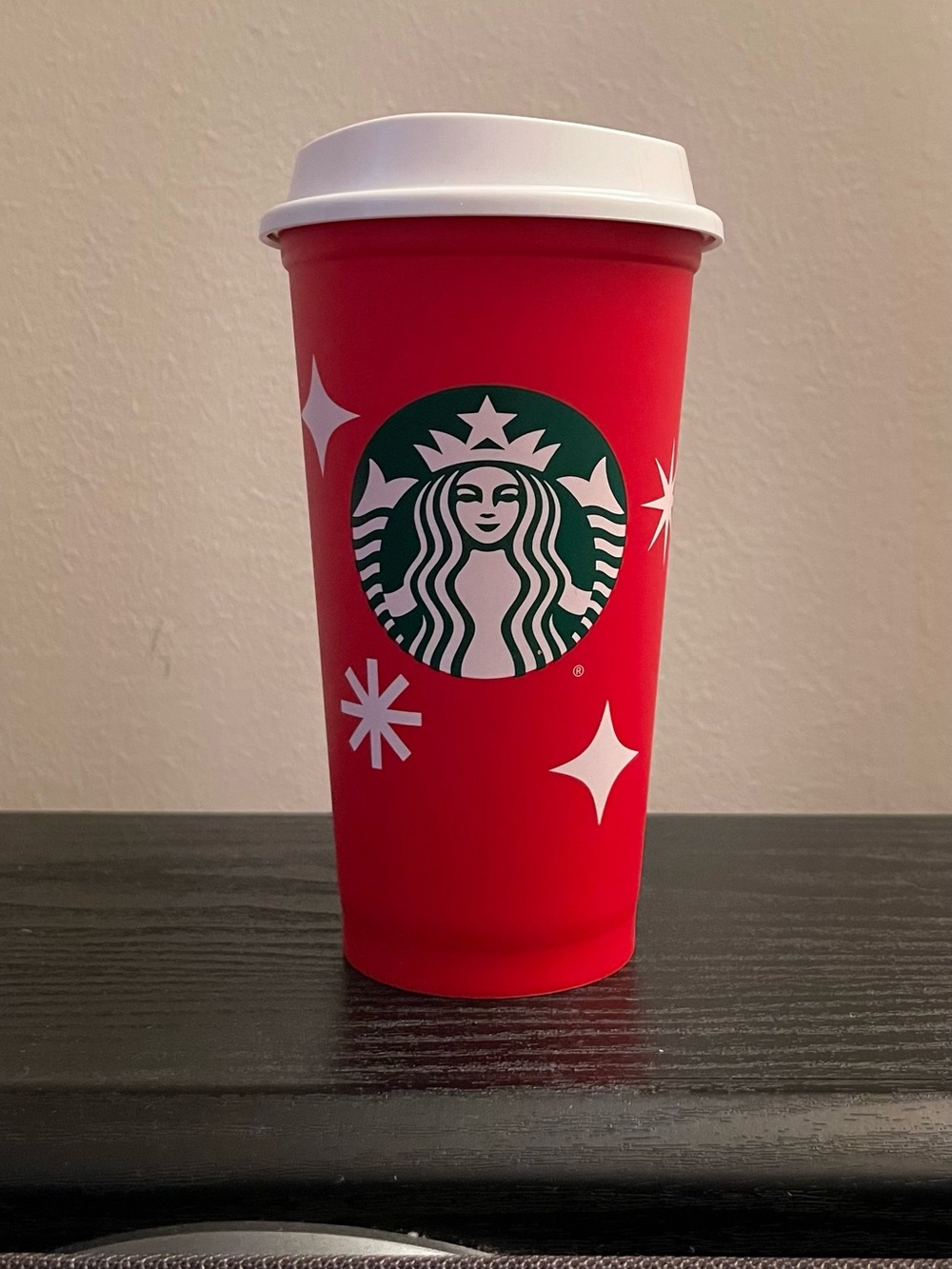 Starbucks 25th Anniversary Red Reusable 16 oz Holiday Cup with White Lid